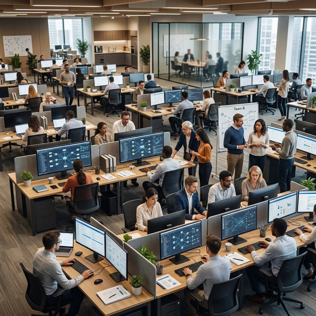 Operação de call center com computadores corporativos